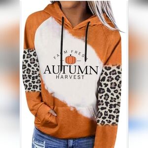 Women's Farm Fresh Autumn Harvest Orange and White Women's Hoodie - NWOT